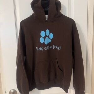 Brown Hoodie with Blue Paw Print